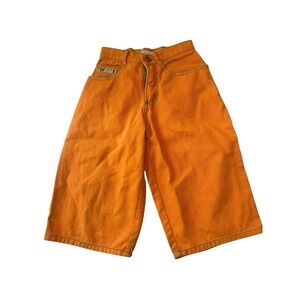 Vintage 90s Cross Colours orange Jean Shorts Size 12 Made In USA